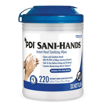 Hand Sanitizing Wipe Sani-Hands 220 Count Ethyl Alcohol Wipe Canister (Sold as CS/6)