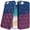 Dark Blue/Burgundy, variant on For iPhone 16E / SE4 Floral Joy Glitter Shimmer Leather Feel Thick TPU Case - Dark Blue/Burgundy