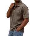 thumbnail image 3 of Zimjoy Men's Vintage Washed Polo Shirts Classic Fit Pullover Tops Summer Casual Retro Distressed Lapel Button Tee, Brown 3XL, 3 of 4