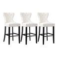 thumbnail image 2 of Costaelm Hank 29" Tufted Velvet Bar Stool Black (Set of 3), Velvet Cream, 2 of 11