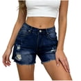 thumbnail image 2 of Yertdoel Jean Shorts Womens High Waisted Fashion Ripped Button Fly Stretchy Denim Shorts with Pockets Summer Streetwear Trendy Casual Cozy Jorts, 2 of 6