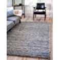 thumbnail image 3 of Unique Loom Solo Solid Shag Collection Modern Plush Cloud Gray Area Rug (9 x 12), 3 of 10