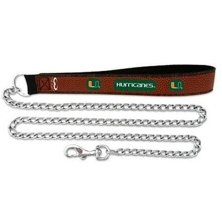 - Mirage Pet Products 304-11 LS-MD Miami Hurricanes Football Leather 2. 5mm Chain Leash - M