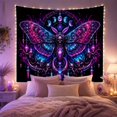 thumbnail image 2 of Skull Moth with Moon Phases and Glowing Crystals, Spooky Gothic Style for Dark Art Lovers, Mystical Wall Art, Halloween Gift, Tapestry Wall Hanging for Bedroom and Dorm, 2 of 7