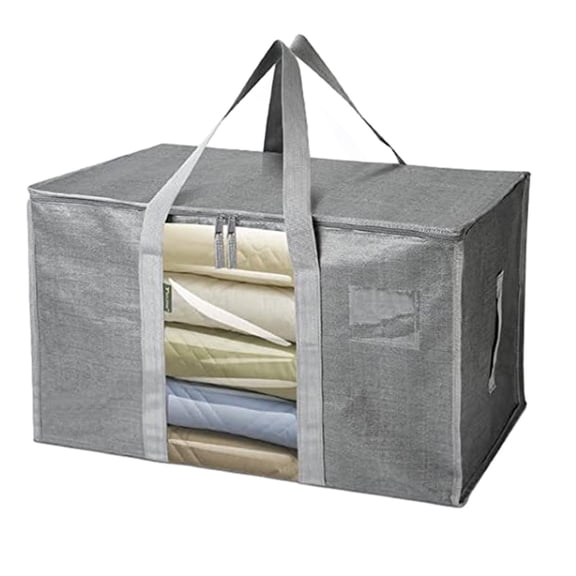 Heavy Duty Oversized Moving Bags With Reinforced Handles For Clothes Storage Clear Window Tote 27X14X15 Inch Gray