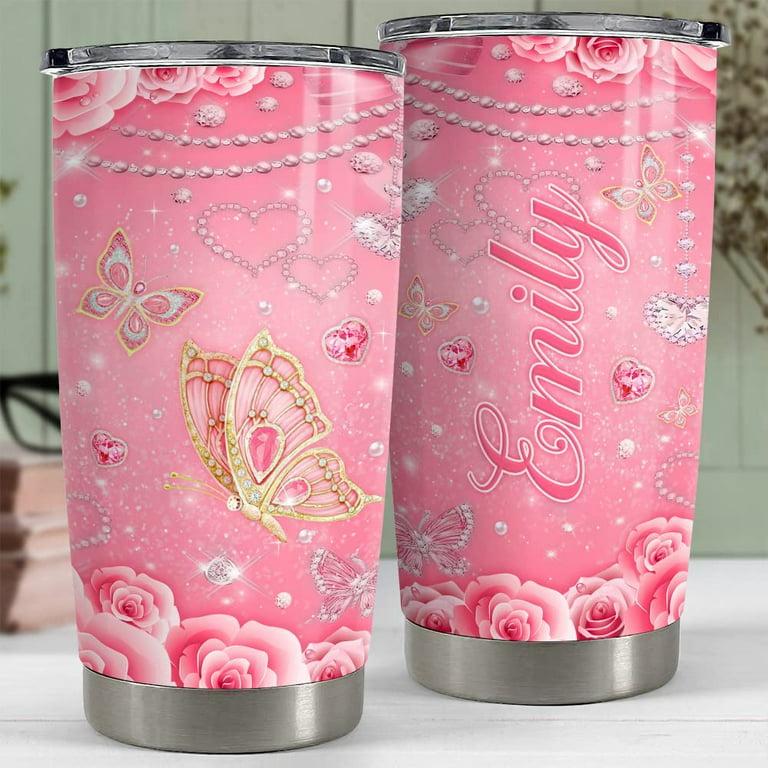 Starbucks Reusable Cold Cup Tumbler with Dark Pink Rose Crystals