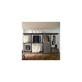 Klair Living Monica Wood and Metal Walk-In Closet with 5 Shelves in Rustic Gray