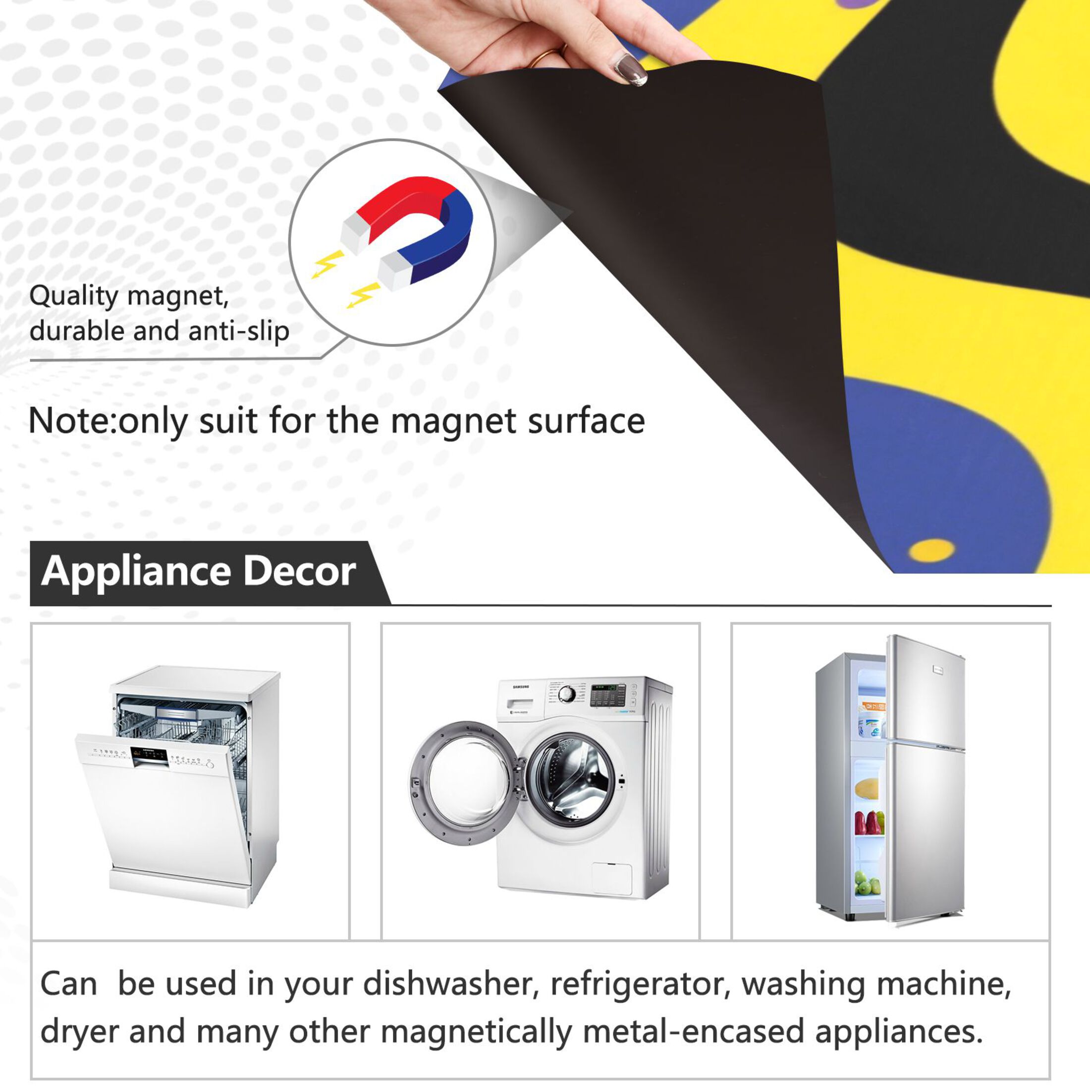 Dishwasher Magnetic Refrigerator Magnet Cover Sticker Home Decorative 23"x26" Daisies on Yellow-blue Background