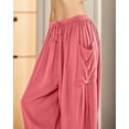 thumbnail image 4 of Women's Flowy Linen Pants Casual Wide Leg with Drawstring Pockets Summer Trousers 2024 Hippie Pants, 4 of 5
