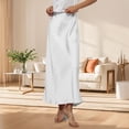 thumbnail image 2 of Women’s Satin Maxi Skirt High Waist Long Skirt Elegant A-Line Silky Smooth Skirt for Office or Casual Wear White M, 2 of 5