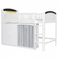 thumbnail image 6 of Bellemave Low Loft Bed with Storage and LED Lights, Twin Size Loft Beds Frame with Wardrobe and Cabinet,Wood Space-Saving Junior Loft Bed with Curtain and Under-Bed Play Space (White）, 6 of 8