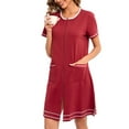 thumbnail image 6 of Besolor Womens Zip up Robes Short Sleeve Zipper Housecoat Short Bathrobe Soft Sleepwear Nightgown with Pockets, 6 of 7