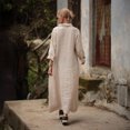 thumbnail image 6 of Quixlent Women's Cotton Linen Shirt Dress Casual Rolled-Up Sleeve Button Dowm Maxi Dress Summer Loose Tunic Shift Dress, 6 of 7