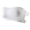 thumbnail image 5 of VISALY Women Plus Size Strapless Bandeau Bra Anti Slip Strapless Crisscross Back Bralettes Side Hook Closure Tube Bra Non Slip Cross Back Padded Seamless Seamless Stretch Wrap Tube Brassiere White S, 5 of 7