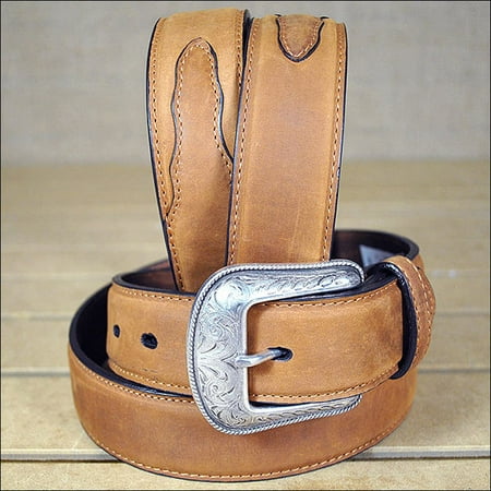 3D 32 x 1 1/2 INCH BROWN MEN'S WESTERN BASIC LEATHER BELT REMOVABLE