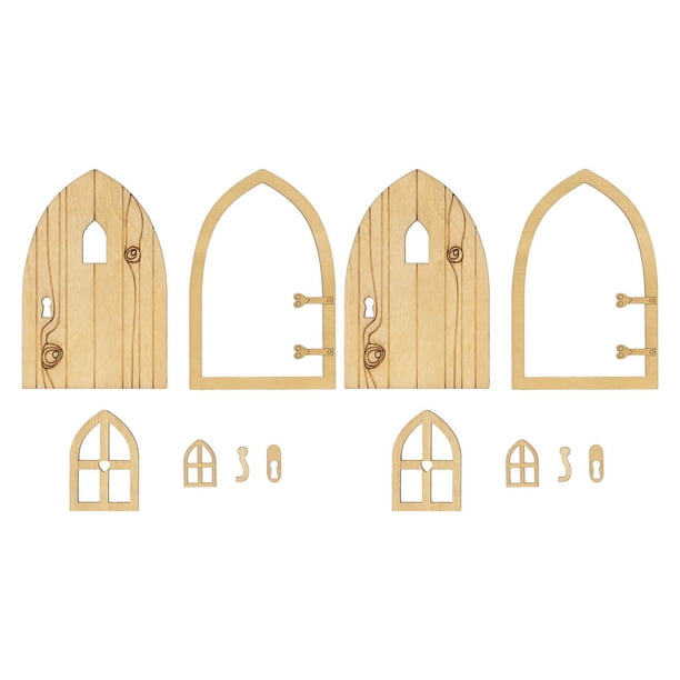 Puerta Y Ventana De Madera Para Casa De Muñecas Escala 1:12 – Set De Accesorio DIY Con Puerta De Sol Y Ventana, Pintado A Mano, Medidas 14x22.6 Cm, Regalo Para Niños Mayores De 3 Años