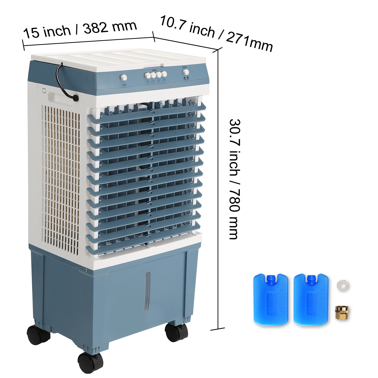 KFFKFF Air Cooling Unit, 1400 CFM Evaporative Cooler, 84° Oscillation, 5 Gal Capacity, Suitable for 550 Sq.ft Area, 3 Speed Control, Indoor and Outdoor Compatible, FCC Certified
