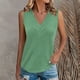 thumbnail image 2 of Tops de manga larga,Camiseta plisada con cuello en V para mujer, top informal sin mangas, poliéster suave, largo regular, ideal para todas las estaciones, sopatenor, 2 of 9