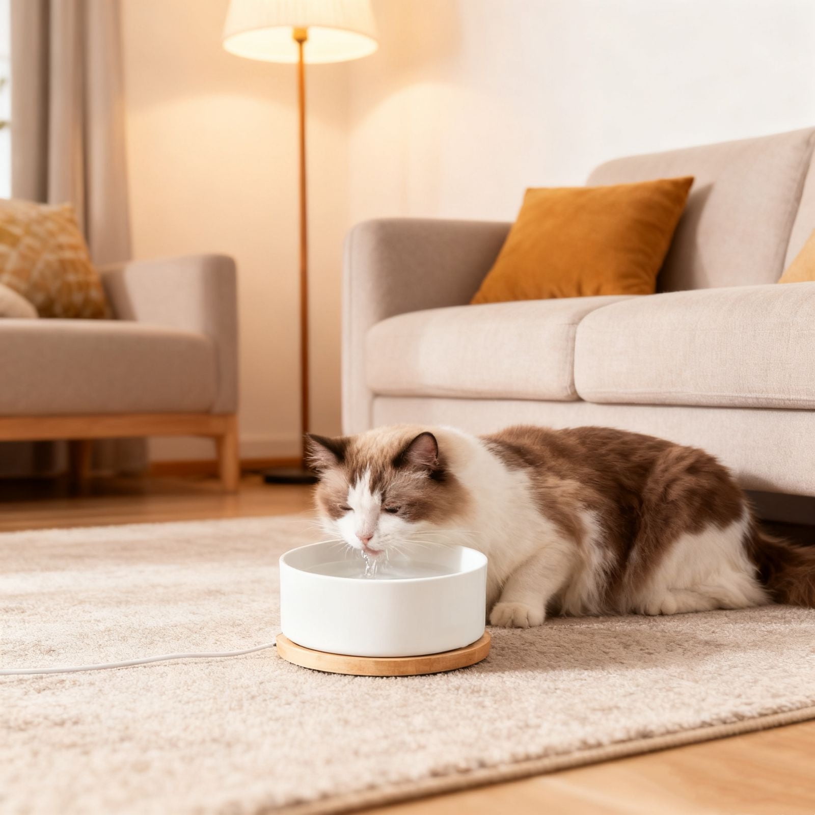 Fmbmuo Constant Temperature Heating Cat Bowls Ceramic Rectangle Non-Slip Ceramics Dog Bowls, Multi-Pet White Portable Bohemian Pet Bowls, Suitable for Both Cats and Dogs