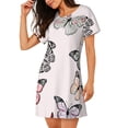 thumbnail image 2 of Vsdgher Belle Chemise de Nuit à Motif Papillon pour Femmes Manches Courtes Col Rond Mignonne Robe de Nuit Confortable, 2 of 6