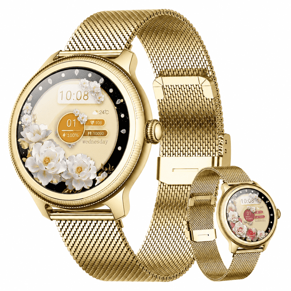 Cillso Smart Watch for Women, Elegant Round Smartwatch with 1.19" Display, Bluetooth Calling Fitness Tracker with Sleep Tracking, Cycle Tracking, 100  Sports Modes for Android iOS