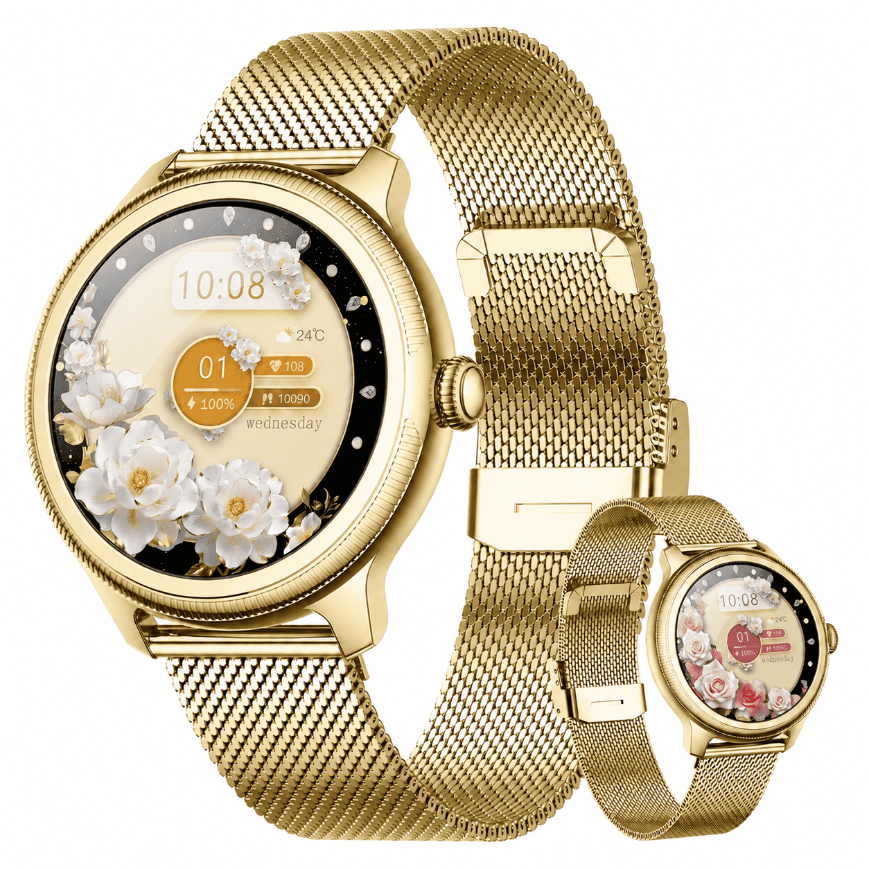 Cillso Smart Watch for Women, Elegant Round Smartwatch with 1.19" Display, Bluetooth Calling Fitness Tracker with Sleep Tracking, Cycle Tracking, 100+ Sports Modes for Android iOS