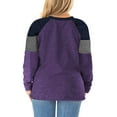 thumbnail image 5 of Mifater Women Plus Size Tunic Tops Spring Round Neck Tops Long Sleeve Stripe Print Blouse Purple Sweatshirt for Ladies, 5 of 5