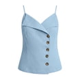thumbnail image 5 of SHTXOZHI Womens Linen Wrap Neck Tank Tops Spaghetti Strap Button Front Cropped Tees Casual Sleeveless Basic Shirts, 5 of 7