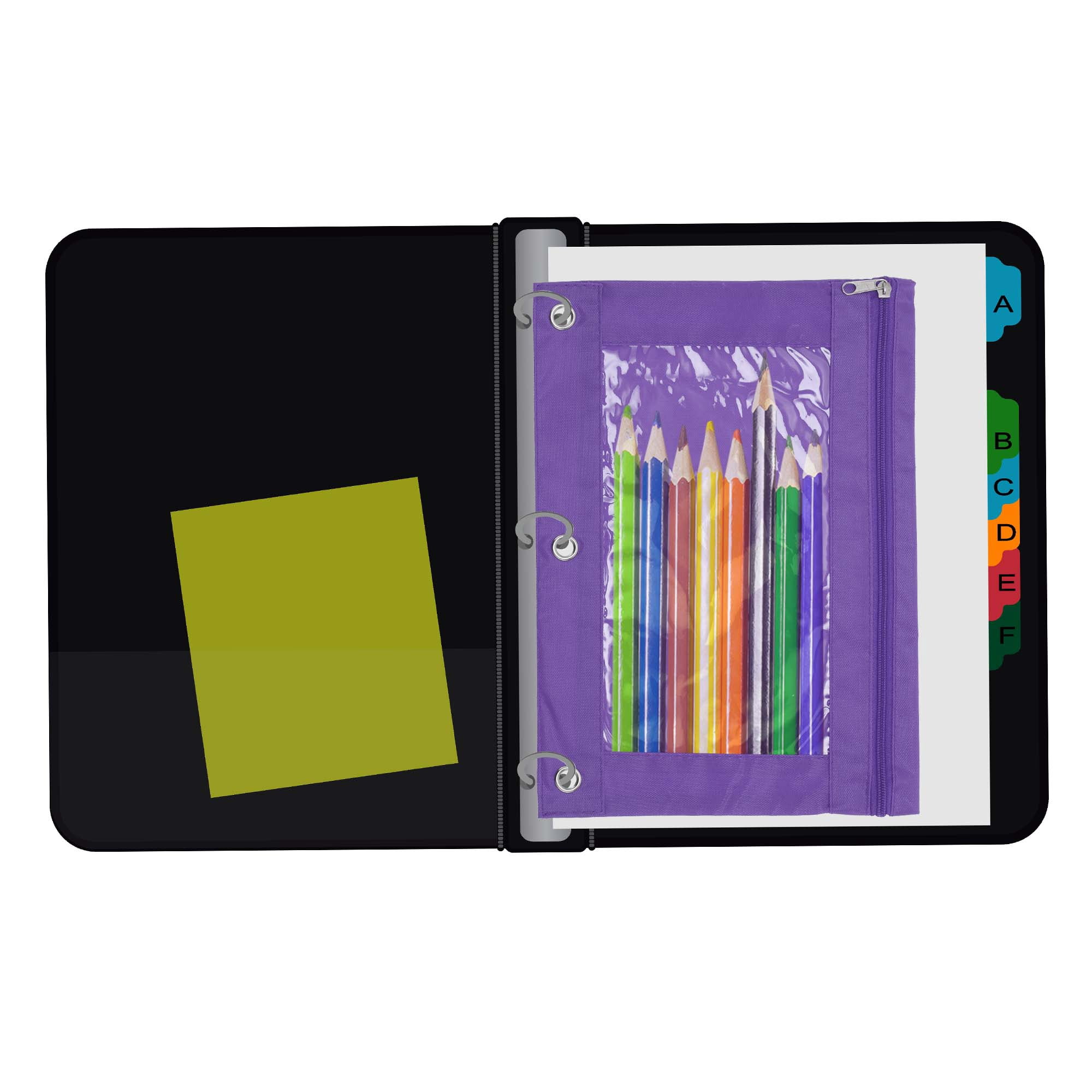 Unique Bargains Pencil Case for 3 Ring Binder, Double Layer, Smooth Zipper Purple