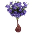 thumbnail image 2 of 1 Manojo De Rosa Artificial 5 Cabezas Planta De Flor De La Decoración Del Partido Del Hogar De Color Púrpura, 2 of 9