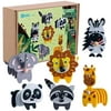 Animals Craft Kit - Educational Toys for Kids, Felt Craft Kit Including 6 Wild Friends, Elephant Zebra Panda Lion Raccoon Giraffe, DIY Activity Birthday Gifts for Boys & Girls Ages 3 4 5 6 and Up