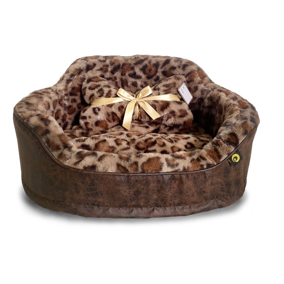 Precious Tails Leopard Princess Cat Dog Bed - Small