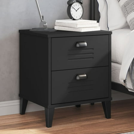 vidaXL Bedside Cabinet VIKEN Black Solid Wood Pine