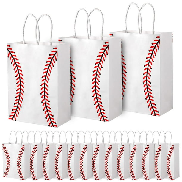 Bolsas de regalo PEUTIER de papel kraft para béisbol, 20 x 15 x 8 cm, 16 unidades