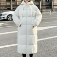 thumbnail image 2 of TFEOQRY Women's Winter Cotton Padded Coats Parkas Casual Fashion Solid Color Heavy Coat with Pockets Zippered Reversible Long Cotton Coat White, 2 of 9