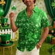 thumbnail image 4 of Ceisia Men's St. Patrick's Day Clover Print Short Sleeve Button-Down Shirt Collection | Glitter Ombre Clover Centerpiece Button-Up Shirt Gifts, 4 of 8