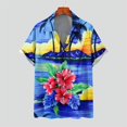 thumbnail image 3 of Nuevas camisas hawaianas para hombre, estilo tropical, estampado de flores, camisas Aloha de manga corta, estilo cubano, camisas informales de verano para vacaciones de gran tamaño, 3 of 5