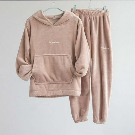 

Autumn Winter Pajamas Set Women Loungewear Fleece Sleepwear Home Suits Homewear Ladies Warm Plush Lounge Sleep Wear