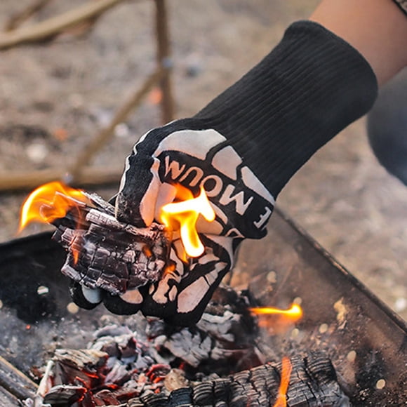 Guantes resistentes a altas temperaturas de 800 degreeC/1472 degreeF, aislamiento de llama, antiescaldado, ignífugos, antideslizantes, para horno, para rizador, shamjiam guantes de barbacoa