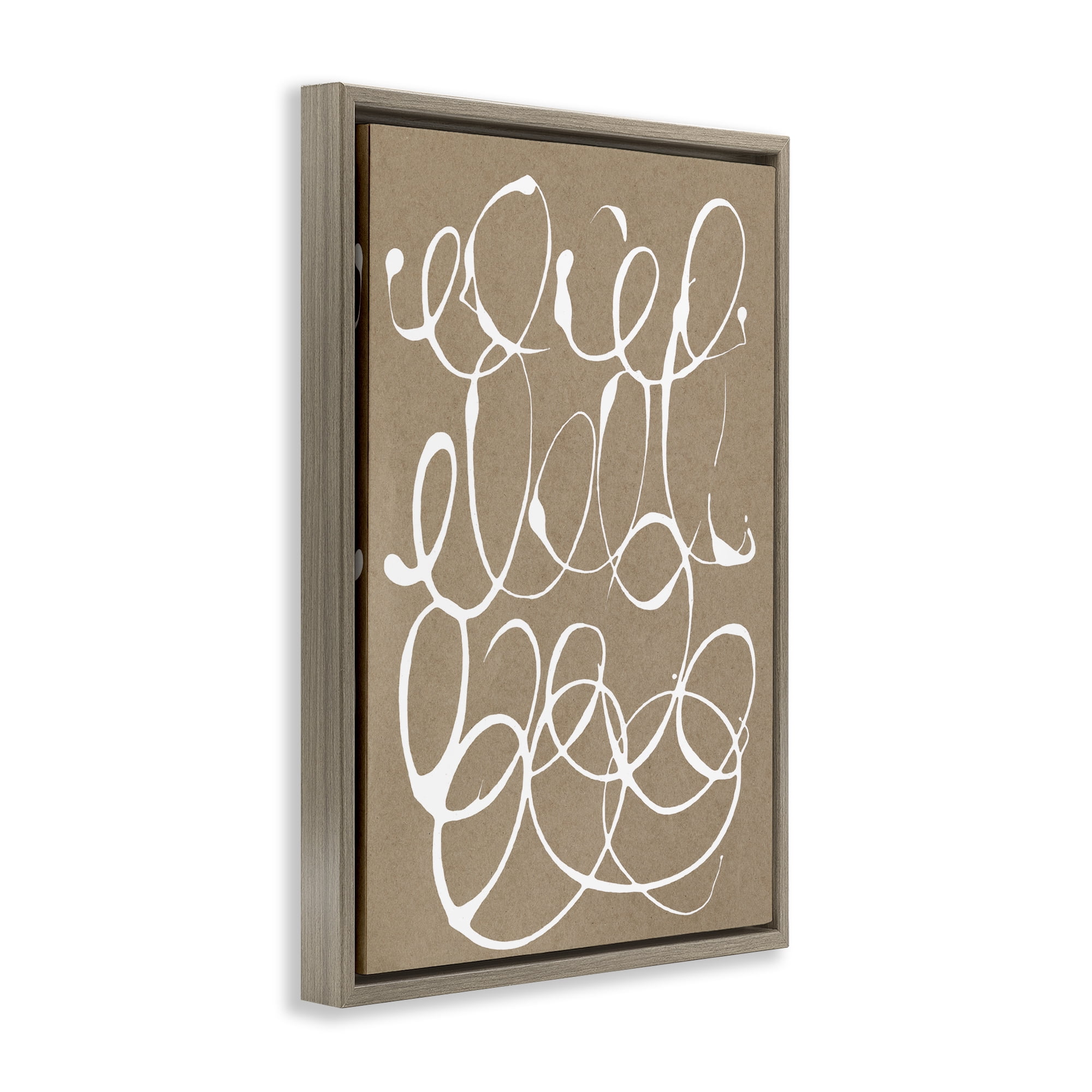 Stupell Industries Scribbled Taupe Circles Brown Framed Floater Canvas Wall Art, design by Susan Bryant