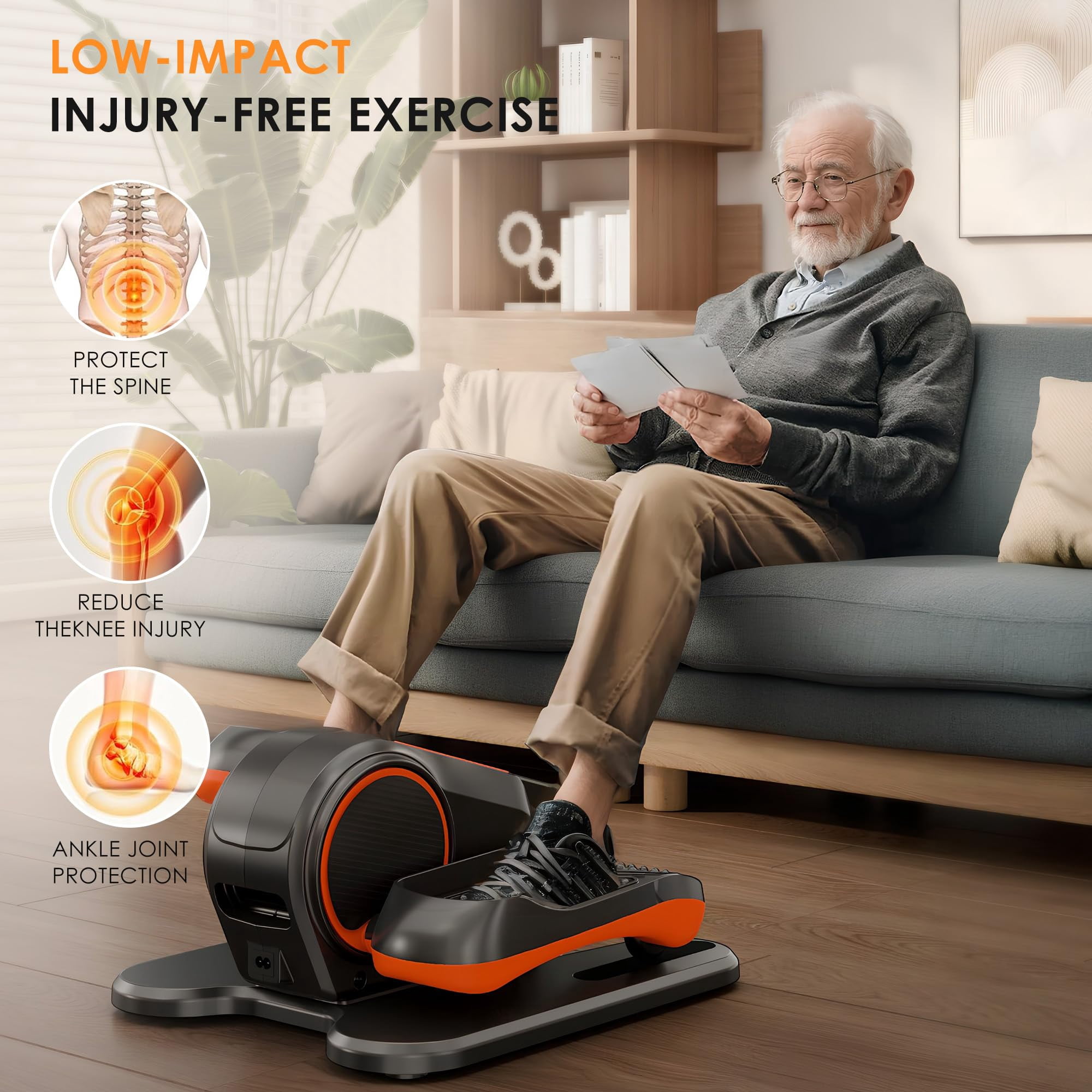 PROHIKER Under Desk Elliptical Machine, Electric Seated Pedal Exerciser Ellipse Leg Exerciser with Remote Control, LCD Display and 12 Adjustable Speeds, Leg Exerciser While Sitting for Seniors, Black