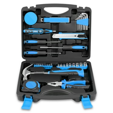 46 Pcs Portable Hand Tool Set Electronic Repair Precision Screwdriver Voltage Tester Hammer Plier DIY Kit Blue