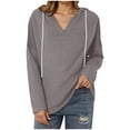 thumbnail image 2 of Timegard Womens Tops V Neck Drawstring Hoodies Pullover Long Sleeve Athletic Loose Comfy Blouse Tops, 2 of 8