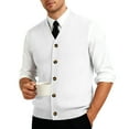 thumbnail image 5 of Men's Sweater Vest Solid Color V Neck Button Down Sleeveless Cardigan Vest, 5 of 7