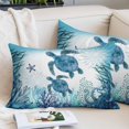 thumbnail image 2 of Ocean Blue Turtles Throw Pillow Cover 12 x 20 Inch Decorative Pillow Cover Coastal Octopus Coral Nautical Starfish Lumbar Pillowcase Seasonal Rectangle Cushion Case for Couch Sofa Bed Living Room, 2 of 9