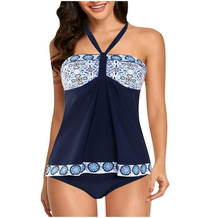 Socisucc Strapless Bras for Women Women s Sexy Bikini Split Two-piece Beach Swimsuit With Bra Swimsuit