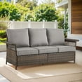 thumbnail image 2 of PARKWELL Wicker Outdoor 3 Seater Sofa,Patio Rattan Couch with Cushions Deep Seat,Gray, 2 of 10