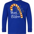 thumbnail image 3 of Inktastic Merry Christmas Red and Gold Candy Cane Long Sleeve Youth T-Shirt, 3 of 5
