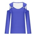 thumbnail image 4 of Tops for Women Trendy Viikei Fall Tops for Womens 2025 Trendy,Women's Fashion Casual Solid Off Shoulder Long Sleeve Pullover Long Sleeve Top Long Sleeve V-Neck Top/Shirt Blue L, 4 of 5