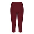 thumbnail image 5 of AKEGAMN Cropped High Waisted Yoga Lightweight Comfortable Solid Color Soft Casual Pajama Pants, Red S, Size S-3XL, 5 of 5